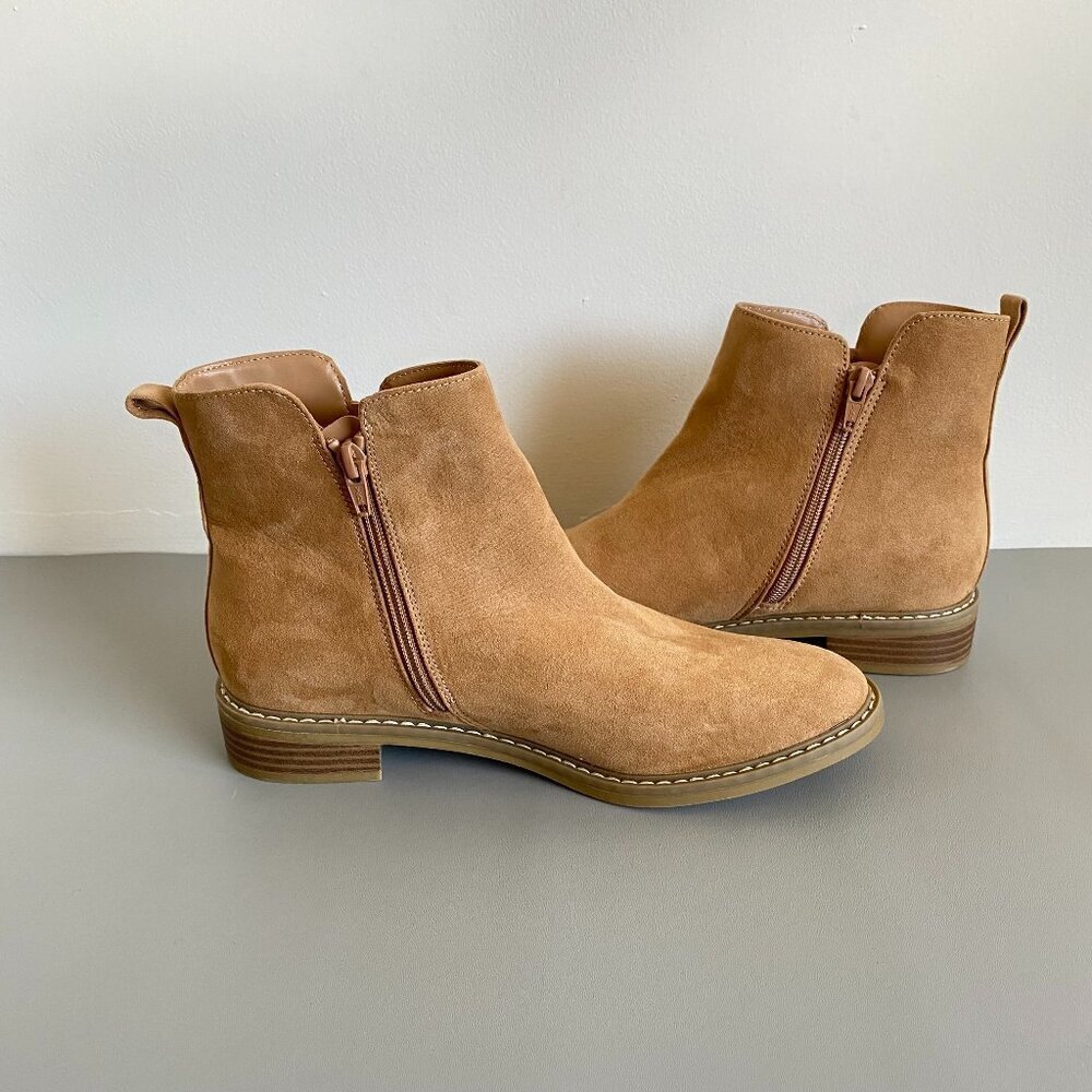 Women's Tan Suede Side-Zip Ankle Boots